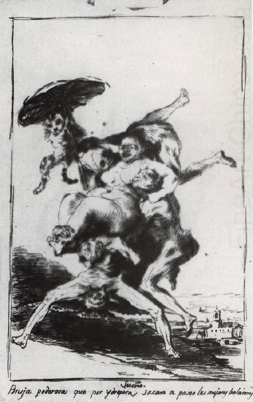 Bruja poderosa que por ydropica, Francisco Goya